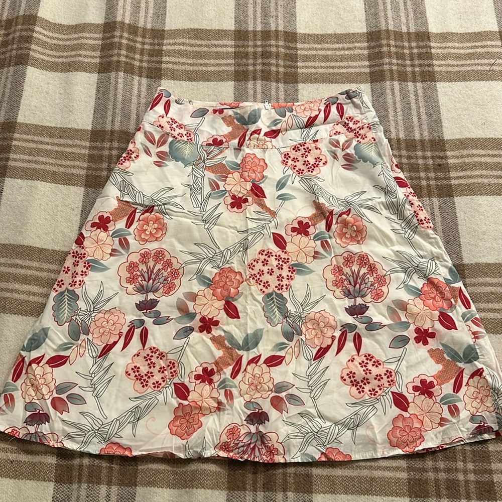 Cotton floral A-line skirt